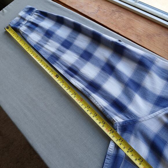 Calvin Klein Blue Checks Classic Fit Button up Shirt S repaired cotton roll tab - Picture 12 of 16